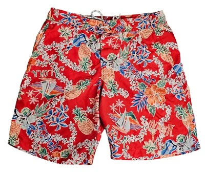 Pantalones Cortos St. John's Bay Para Hombre Hawaiano Aloha Hibisco Veleros - Talla M Foto 1 de 4