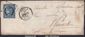 FRANCE CERES 25c N°4 SUR LETTRE GRILLE + CAD TYPE 15 MONTBÉLIARD DU 18/12/1851 - Picture 1 of 2