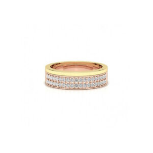 Natural Diamond 5.5 mm Mens Wedding Ring 0.57 Ct Hallmarked 18K Multi-Tone Gold