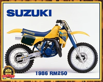1986 Suzuki RM250 - Motocross - Motorcycles - Metal Sign 11 x 14 - Image 1 of 4