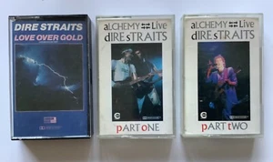 3x DIRE STRAITS CASSETTE TAPE ALBUMS Love Over Gold / Alchemy Part 1 / Part 2 VG - Picture 1 of 12