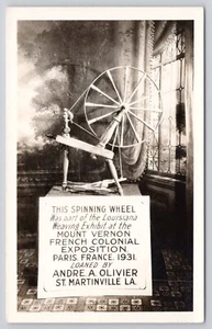 RPPC Spinning Wheel Mount Vernon French Colonial Exposition Paris France 1931 - Picture 1 of 2
