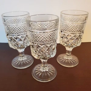 Vintage Set Of 3 WEXFORD 6 3/4” WATER Goblets By Anchor Hocking 8 oz Stemmed - Imagen 1 de 6