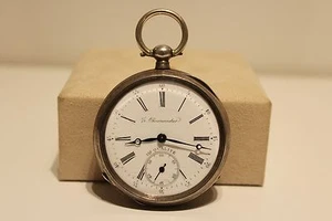ANTIQUE RARE MEN'S SOLID SILVER 800 OPEN FACE POCKET WATCH "1/2 CHRONOMETER" - Picture 1 of 11