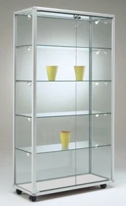 Glasvitrine BV Vitrine Ausstellung Messe abschließbar 100 cm Standfüße Spiegel - Bild 1 von 2