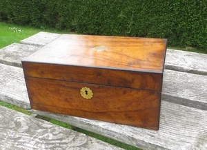 Antique Walnut or Similar Writing Slope, Two Inkwells & Secret Drawers - Picture 1 of 15