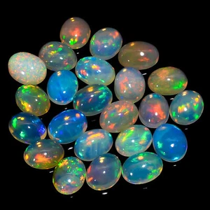 Pietra preziosa cabochon opale ovale ovale naturale Welo fuoco 5 ct. Lotto 9X7 mm EO-14 - Foto 1 di 3