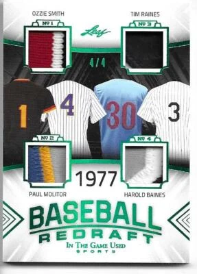 Camiseta deportiva Leaf ITG 2020 usada Smith Raines Molitor Baines cuádruple 4/4 Emerald Foto 1 de 2