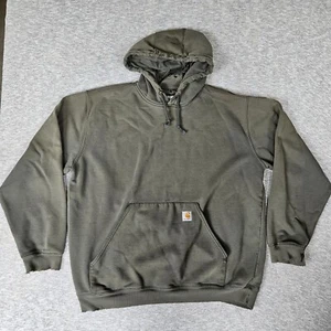Vintage Carhartt Hoodie Sweatshirt XL Distressed Faded Green Workwear Grunge - Picture 1 of 13