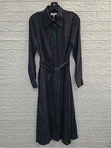 New Lafayette 148 Stamped Pages Print Sil Crepe de Chine Shirtdress Black Sz S - Picture 1 of 6