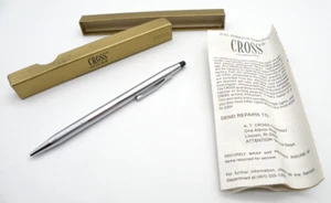 Vintage Cross Chrome Ballpoint Pen 3503 in Box Insert w/ Med Blue Ink - Picture 1 of 12