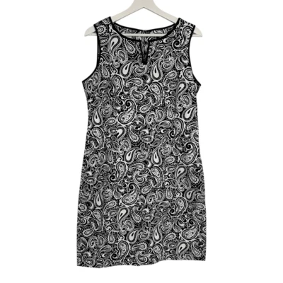 Talbots women’s Shift Dress 10P Black White - Image 1 of 4