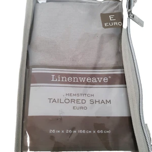 Linenweave Hemstitch Tailored Euro Sham Cotton Linen 26 x 26 Gray New In Pack - Picture 1 of 6