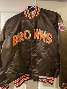 Cleveland Browns Vintage NFL Pro Line Starter Brown Satin Jacket Large