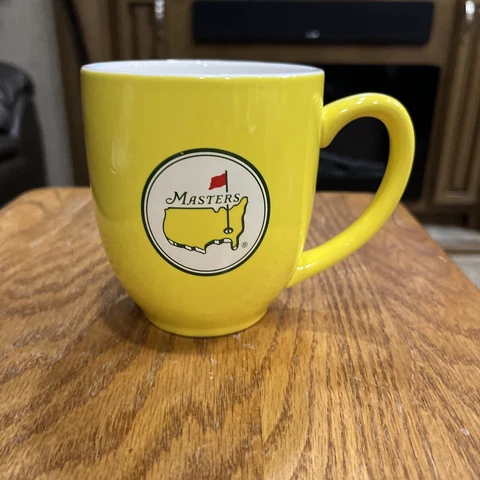 Masters Coffee Mug Yellow Augusta National Golf Club RARE Porcelain EUC! Cover