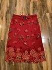 Vintage Laura Ashley Xl Red Floral Design Skirt 