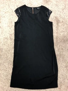 EUC MOSSIMO BLACK  SHEATH DRESS WITH SEQUIN DETAIL ON SHOULDER Small - Picture 1 of 4