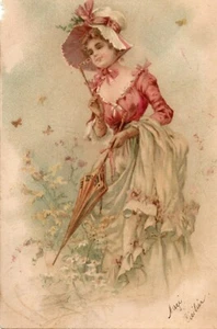 RUMANIA EDICIÓN ADOLPH MAIER BUCURESTI DAMA Litografía 1900 POSTAL - Imagen 1 de 2