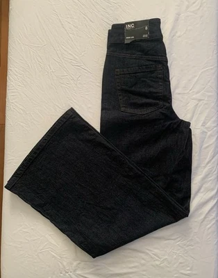 Pantalones de mezclilla oscuros de pierna ancha tiro alto INC International Concepts para mujer NUEVO talla 8 Foto 1 de 4