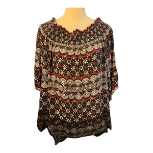 Knox Boho Bluse Rose rot/schwarz gebraucht XL - Bild 1 von 3