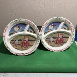 Paar "Hey Diddle Diddle" geteilte Melamin Teller Fraser Sammlung - Bild 1 von 4