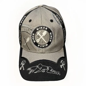 Coal Miner Strapback Hat Baseball Cap Gray/Black OSFA - Picture 1 of 10