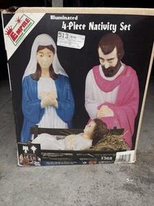VTG 4 Piece Illuminated Empire Blow Mold Set Nativity Scene Xmas Décor HTF - Picture 1 of 7