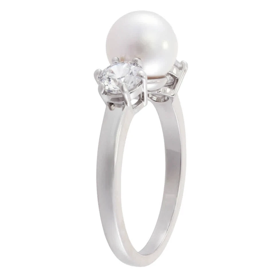 NWB Swarovski Matrix Cocktail Ring Crystal Pearl Rhodium Plated-5689630