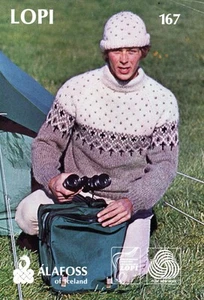 ~ Patrón de tejido Alafoss de Islandia para suéter y sombrero islandés Lopi para hombre ~ - Imagen 1 de 1