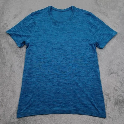 Lululemon Shirt Mens Medium Blue Activewear Crew Neck Logo Casual Short Sleeve - Image 1 of 4