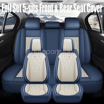 USA Fit For Mercedes Benz CLE350 CLE450 CLE63 Car 5Seat Cover Leather Blue&White Foto 1 de 4