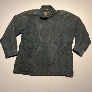 Sardar Lederjacke Damen 12 grün Knopfleiste Bomber weich gefüttert Biker Vintage - Bild 1 von 22