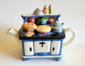 Vintage Novelty Ceramic Teapot Kitchen Stove Range Retro - Picture 1 of 4