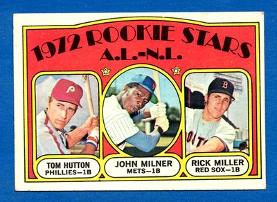1972 TOPPS #741 ROOKIE STARS JOHN MILNER, TOM HUTTON, RICK MILLER -- LOWER GRADE - Image 1 of 2