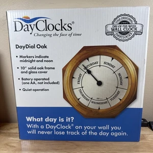 DayClocks Classic Day of The Week Wall Clock with Solid Wood Frame - Picture 1 of 8