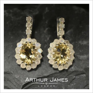 Victorian Drop Earrings Women Anniversary Gift Simulated Yellow Citrine Danglers - Picture 1 of 8