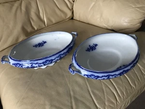 Paar antike W M Grindley Melbourne Flow blau Servierschalen - Bild 1 von 7