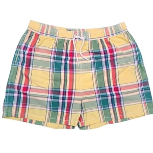 Polo Ralph Lauren Badehose gelb grün kariert Madras Shorts Kordelzug XXL 4" - Bild 1 von 6