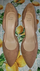 A New Day Shoes Womens 9.5 W Dress Pumps Brown Suede Stiletto Heels Pointed Toe - Picture 1 of 12