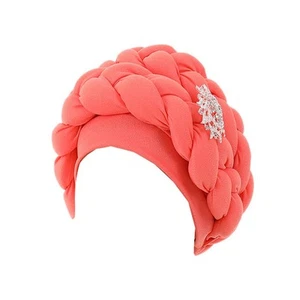 African Turban Head Wrap Braid Beanie Cap Headwear Crystals Twisted Head Turb... - Picture 1 of 3