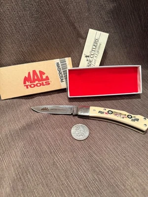 CUCHILLO SCHRADE HECHO EN EE. UU. SCRIMSHAW MAC TOOLS BLOQUEO 515SC COCHE DE CARRERAS (13385) Foto 1 de 2