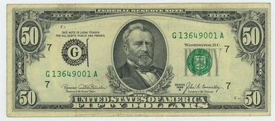 FR #2116G 1969B $50 Federal Reserve Note Chicago DC-6249 - Image 1 of 3