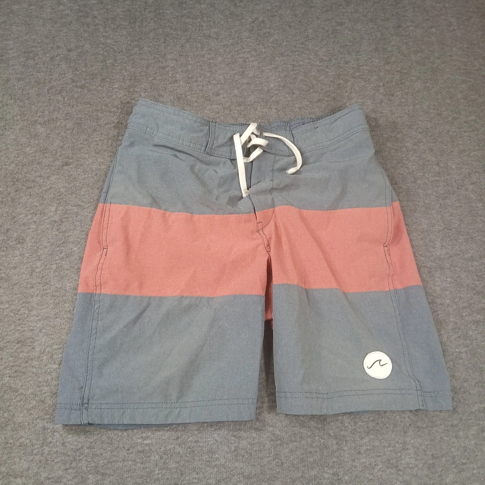 H&M Men's Size Small Gray Red Striped Beach Board Shorts - Image 1 of 4