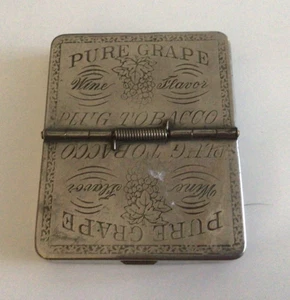 RARE ANTIQUE PURE GRAPE PLUG TOBACCO TIN - Picture 1 of 10