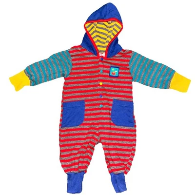  Conjunto con capucha vintage de bloques de colores para bebé niño de una pieza talla 12 meses Foto 1 de 4