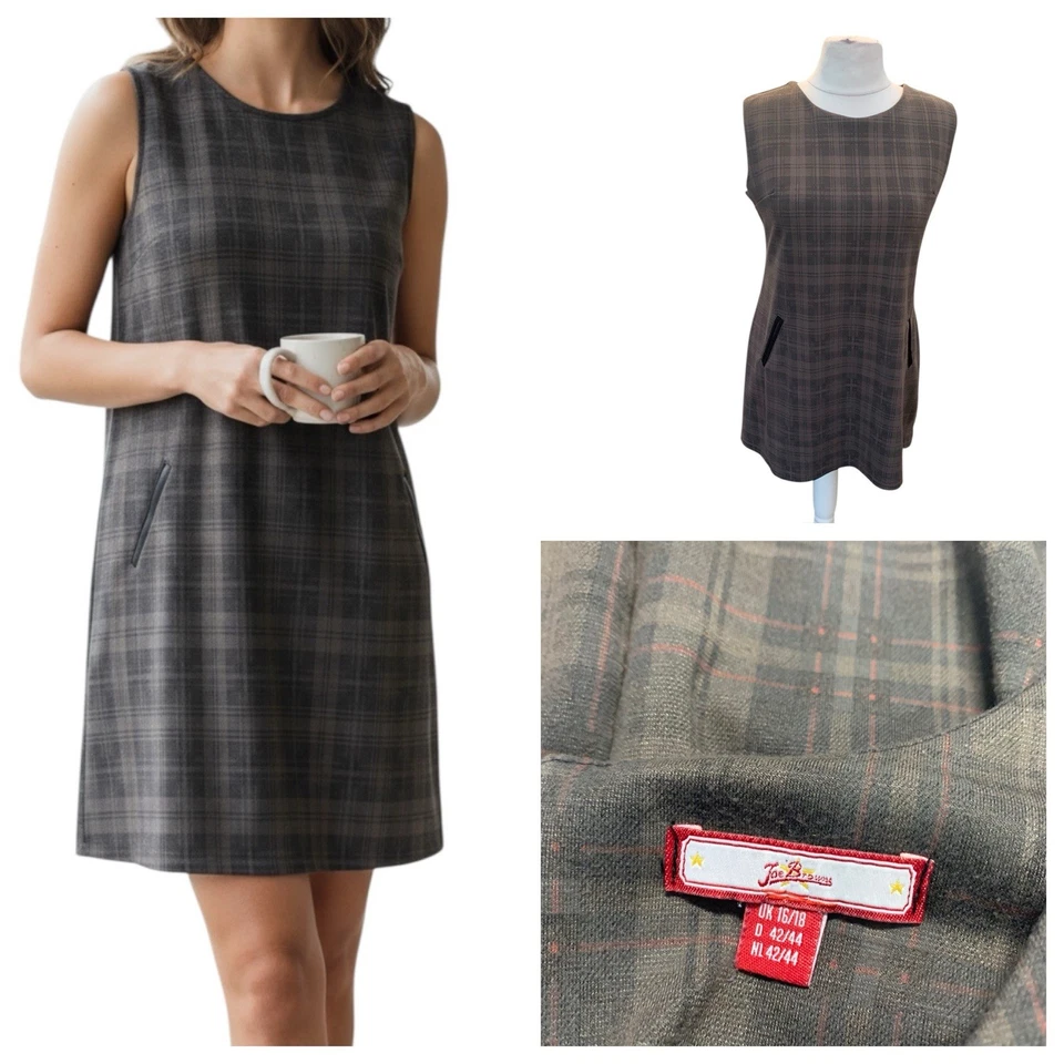 JOE BROWNS  Brown Mix  Mini Dress Size 16/18  Faux Pockets  Stretchy  Sleeveless - Image 1 of 4