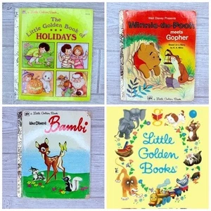 Vintage little golden books bundle bambie , Pooh meets gopher and holidays - Picture 1 of 8