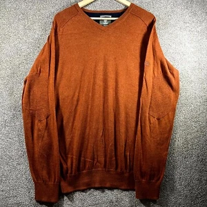Timberland Sweater Men's XL Brown Cotton Tight Knit Long Sleeve V-Neck Pullover - Picture 1 of 11