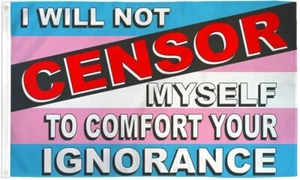 Bandera "CENSOR TRANSGÉNERO" 3x5 pies poliéster bandera signo arco iris orgullo LGBTQ+ - Imagen 1 de 5