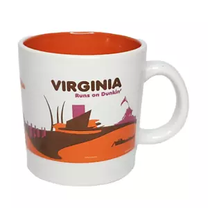 Dunkin Donuts Coffee Mug Virginia Runs on Dunkin 2013 White Orange - Picture 1 of 7